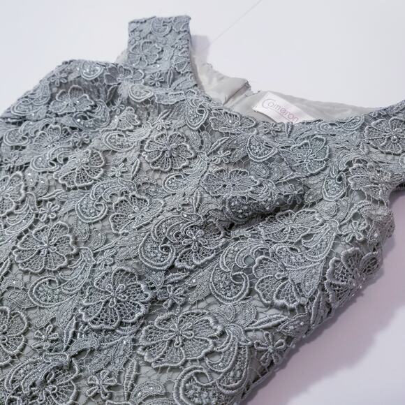 Cameron Blake by Mon Cheri Women size 6P Green Lace Tiered Long Formal Dress - Picture 2 of 12